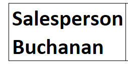 Criteria range showing Salesperson column header with Buchanan as the filter value