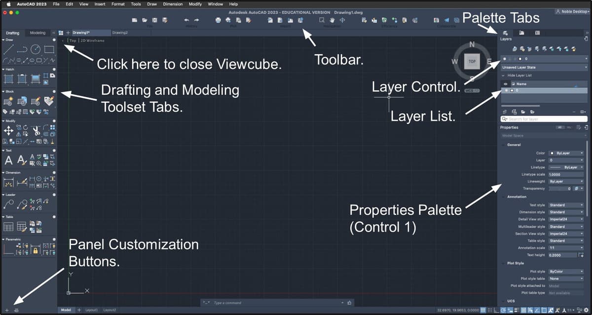 Layout of AutoCAD Toolbars