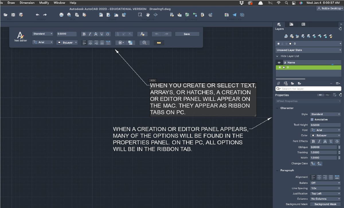 Annotated Creator/Editor Panel