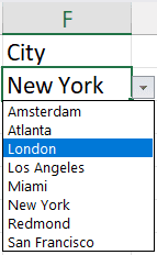 Dropdown list of city names for filtering the combined data