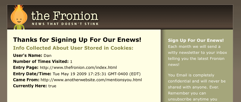 cookies track visitors example