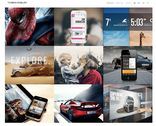 Adobe Portfolio homepage showing customizable portfolio templates for designers