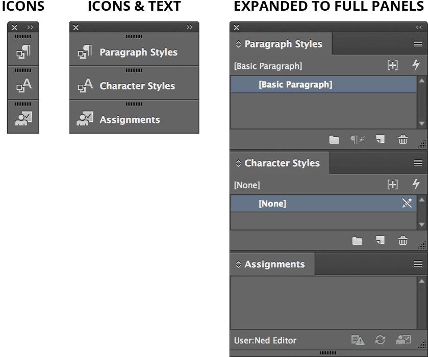 panels display options