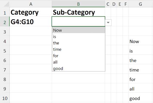 Excel example demonstrating the INDIRECT function treating cell contents as a cell reference