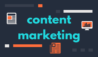 Illustration representing content marketing with blog posts and website content creation