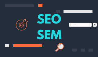 Illustration representing SEO and SEM with search engine results and optimization concepts