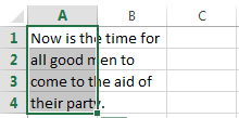 Excel Justify Command example showing selected just columns a and b and reissued the same command