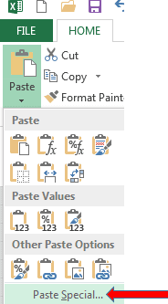 Paste just the values 1