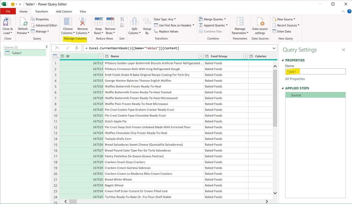 The Power Query Editor Opens