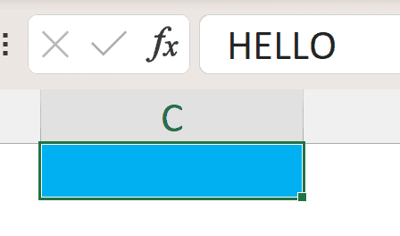 Formatting Cells In Excel example showing if you make the font and cell color the same, the text is in