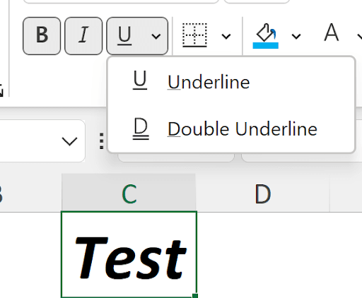Underline - Formatting Cells