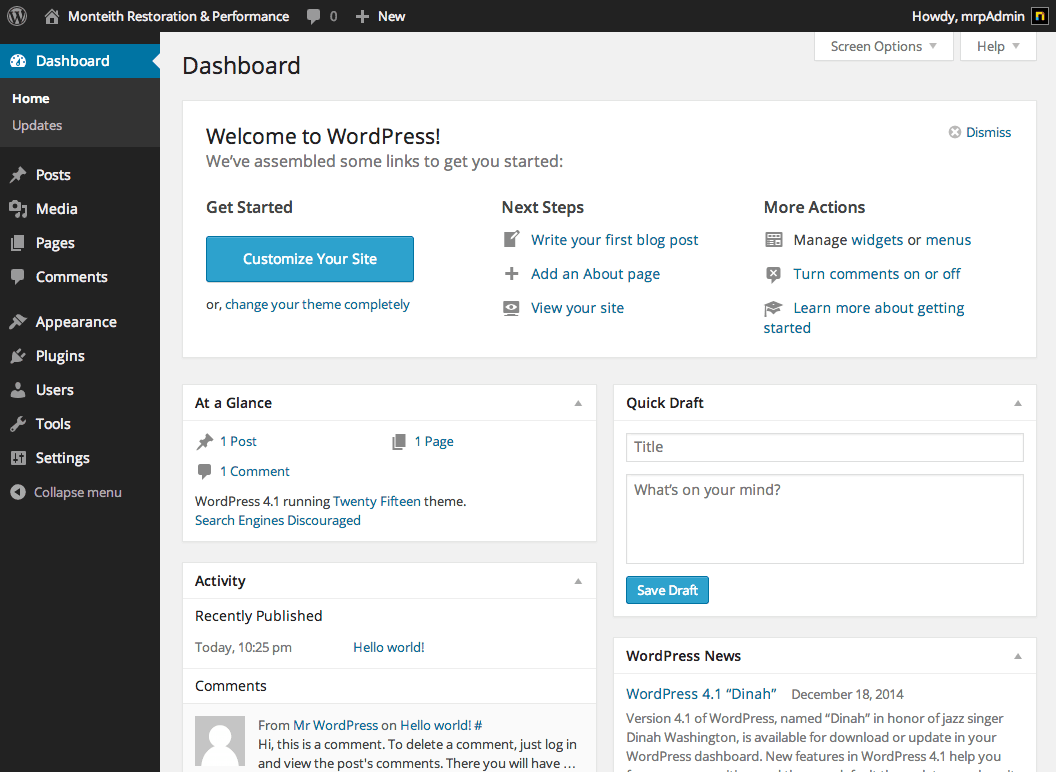 dashboard desktop