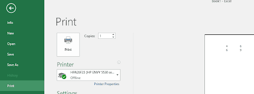 Intro To Excel Page Layout 1 example showing in the print area which was set above, if you did file/print