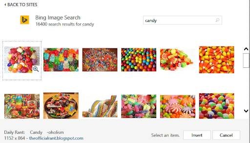 Intro To Excel Page Layout 2 example showing cloud or facebook! here, a bing image search for “candy” yie