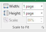 Scale to Fit settings configured to fit one page wide and one page tall
