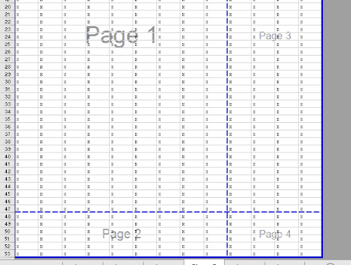 Excel Page Break Preview showing dotted automatic page break lines