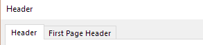 Custom Header tabs with Different First Page option enabled