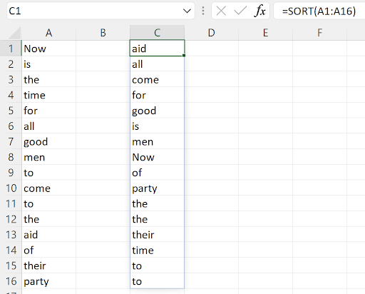 Excel SORT dynamic array function sorting data automatically