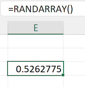 Excel RANDARRAY function generating random numbers in a spill range