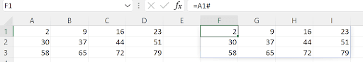 Excel dynamic array spill range referenced with the # operator