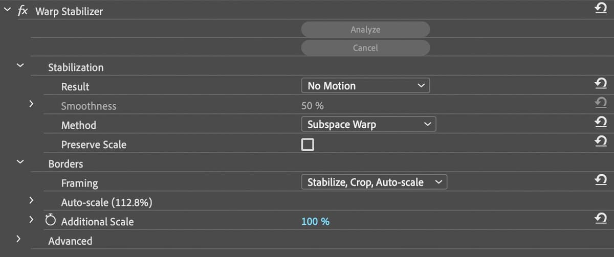 preview warp stabilizer