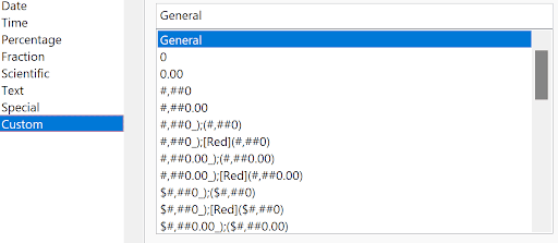 Excel Custom number format codes in the Format Cells dialog