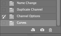 Photoshop History panel with Channel Options selected as source for History Brush