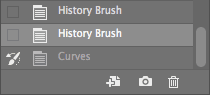 Screenshot of the History Brush in the History Panel in Adobe Photoshop.