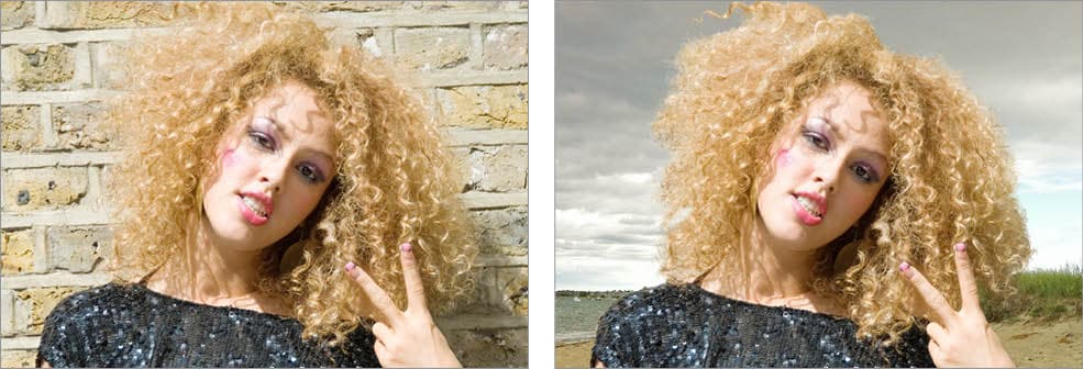 before and after image of removing a color cast