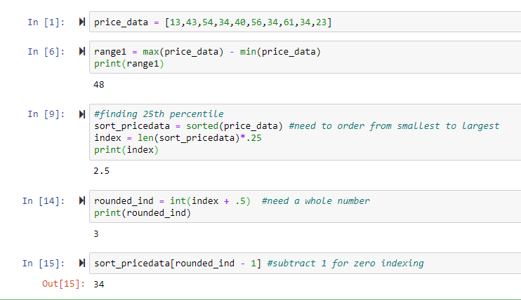 Python Tutorial: Range, IQR, & Percentile Calculation