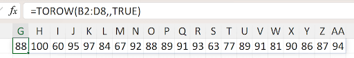 Excel TOCOL function converting a multi-column range into a single column