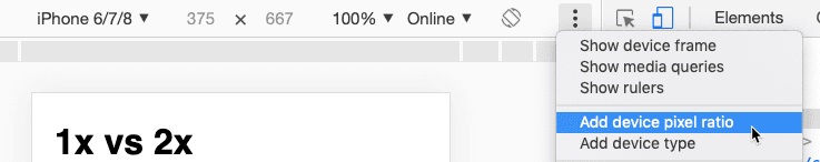 add device pixel ratio responsive images