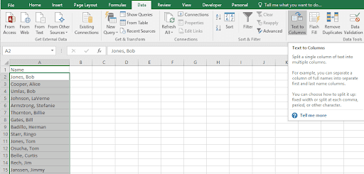 Excel name separation formula - step 8