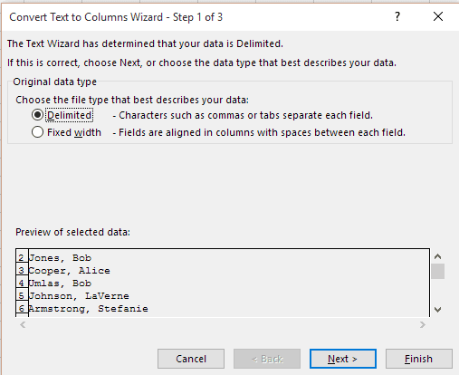Excel name separation formula - step 9