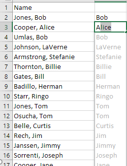 Excel name separation formula - step 13
