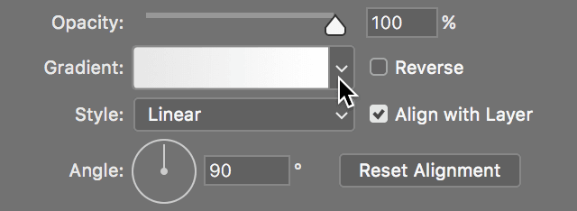 gradient click arrow to show presets
