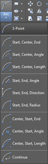 arc tool in ribbon