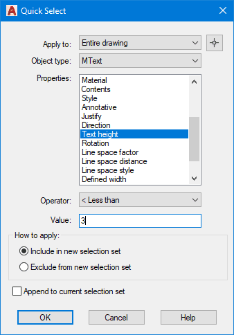 properties palette change mtext