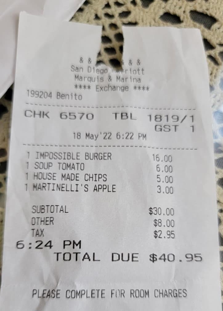 Photo of a receipt saved for expense report documentation