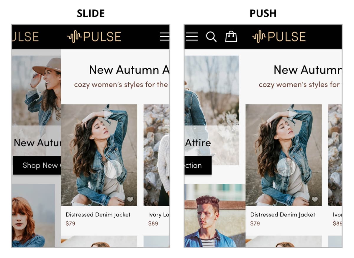 push vs. slide transition
