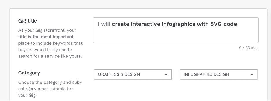 Fiverr seller profile creation form for graphic designers