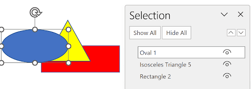 Selection Pane showing shapes in their original Z-order arrangement