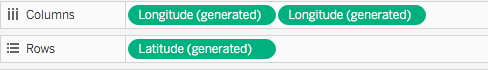 Tableau interface showing column and row properties used for generating a duplicate map