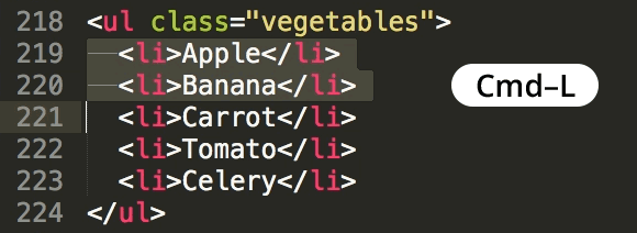 Ct select multiple lines