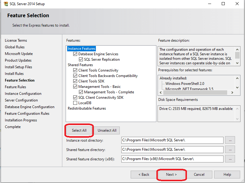 Sql server express install 6