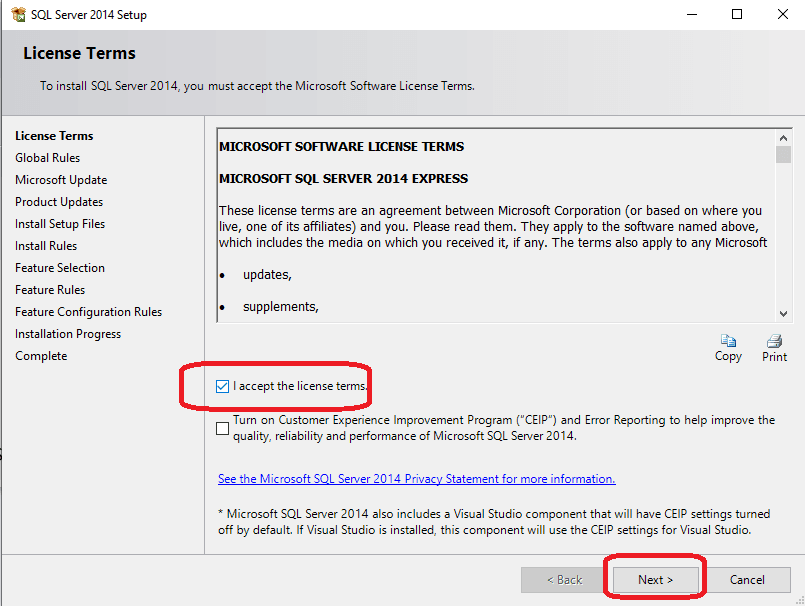 Sql server express install 9