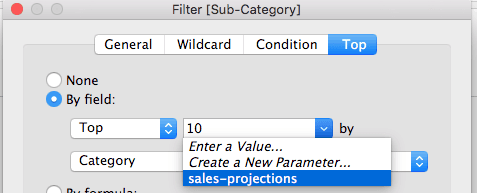 Tableau filter action connected to parameter for interactive data filtering