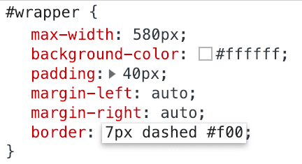 browser inspector editing css
