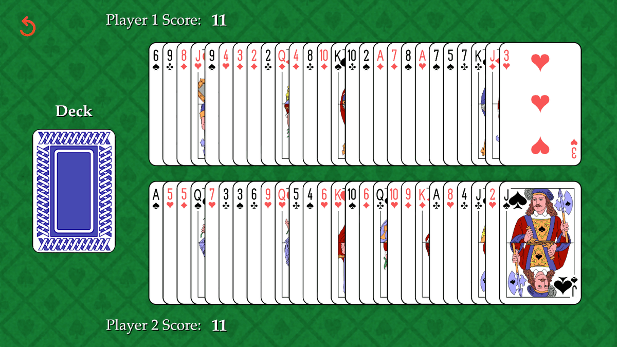 ex prev card war displaying cards