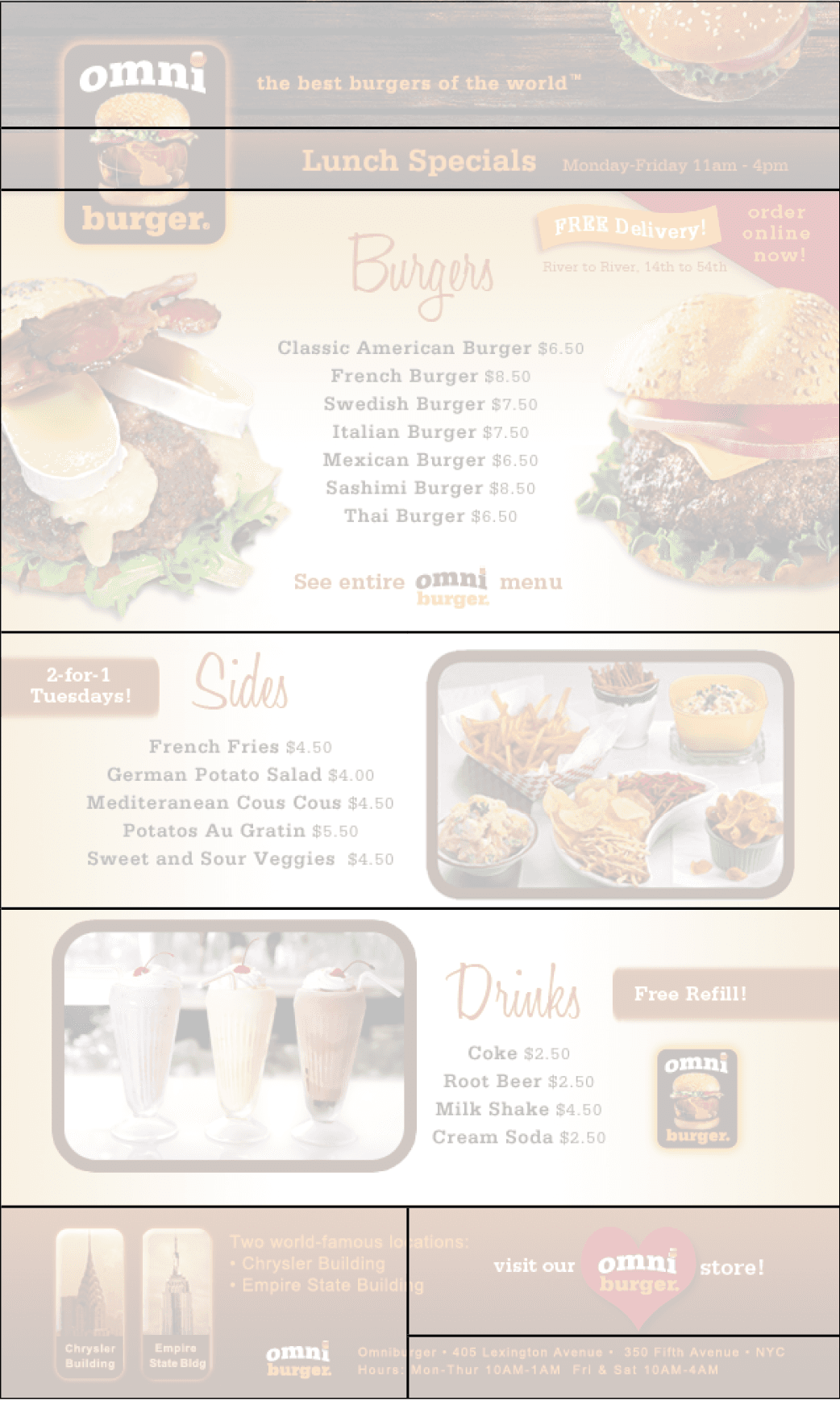 lunch menu create slices